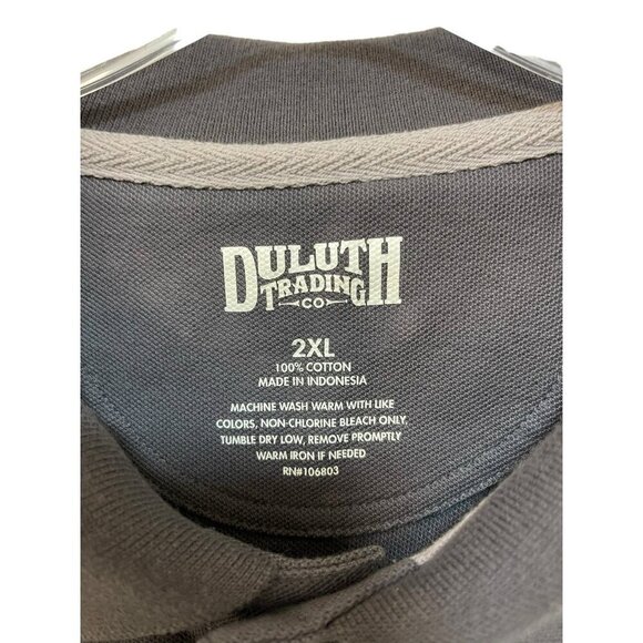 Duluth Trading Co Cotton Shirt Men's 2XL Polo Longtail Outdoor Black - Picture 2 of 5